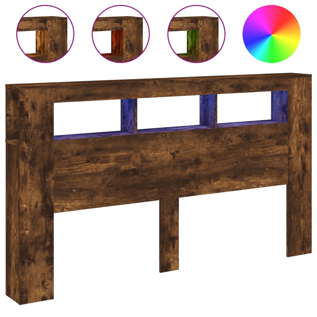 Testiera LED Rovere Fumo 180x18,5x103,5 cm Legno Multistrato - homemem39