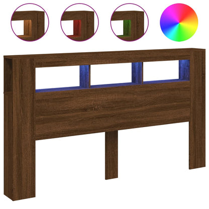 Testiera LED Rovere Marrone 180x18,5x103,5 cm Legno Multistrato - homemem39