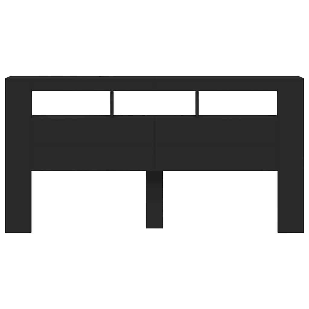 Testiera LED Nera 200x18,5x103,5 cm Legno Multistrato - homemem39