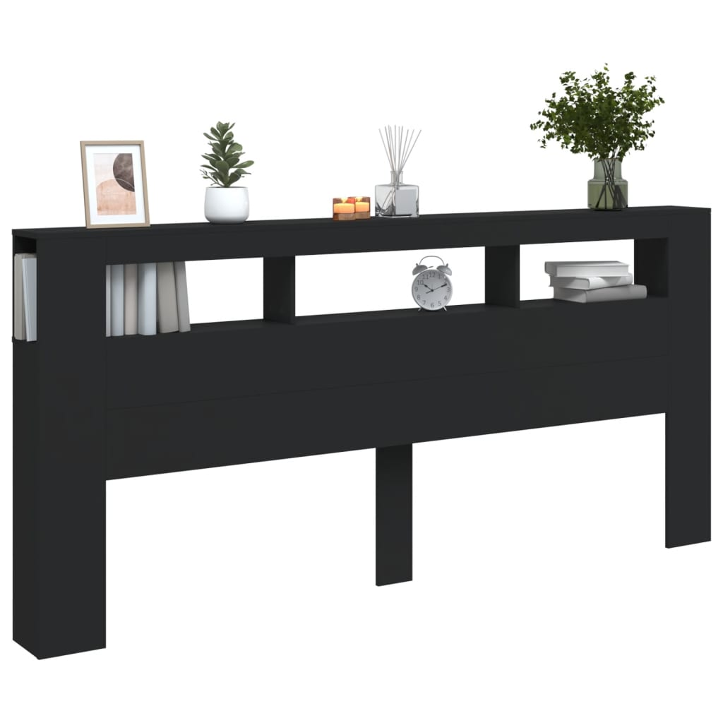 Testiera LED Nera 220x18,5x103,5 cm Legno Multistrato - homemem39