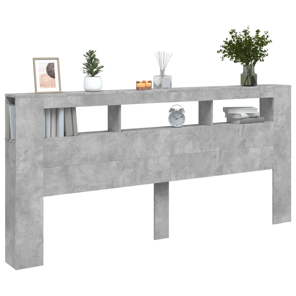 Testiera LED Grigio Cemento 220x18,5x103,5 cm Legno Multistrato - homemem39