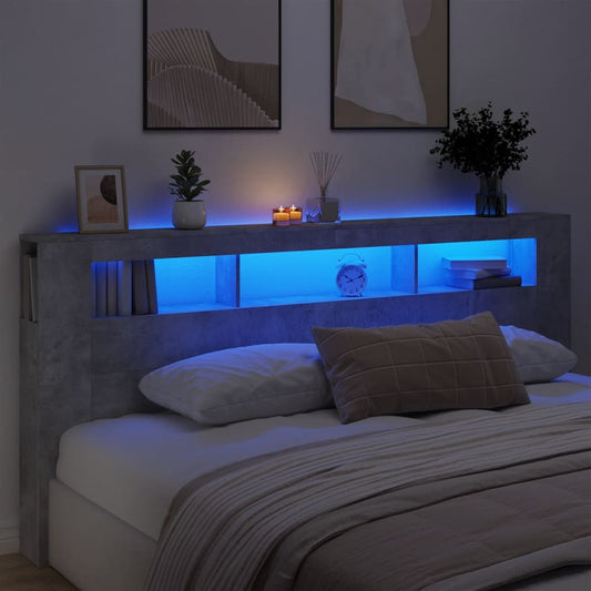Testiera LED Grigio Cemento 220x18,5x103,5 cm Legno Multistrato - homemem39