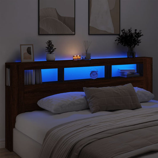 Testiera LED Rovere Marrone 220x18,5x103,5 cm Legno Multistrato - homemem39