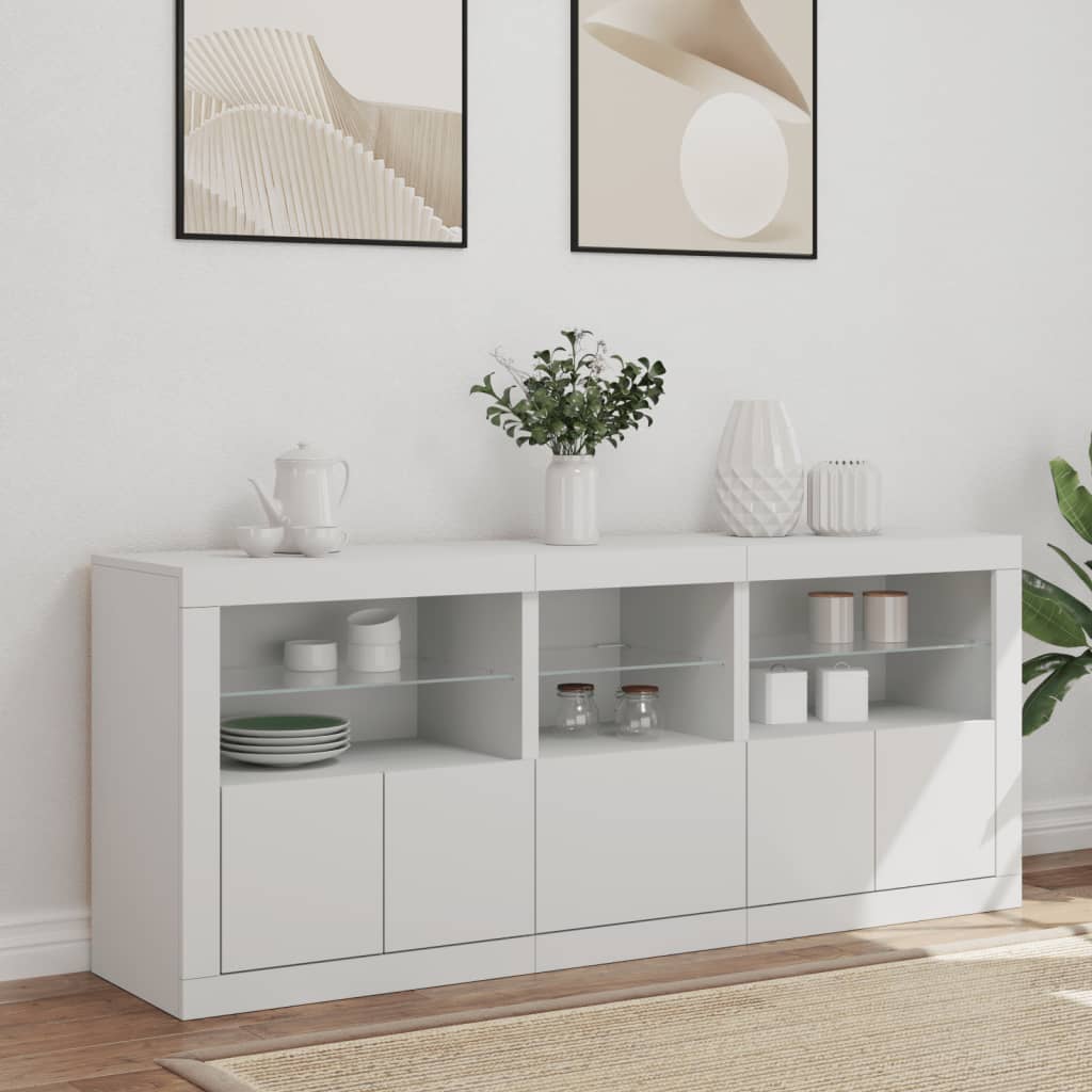 Credenza con Luci LED Bianca 162x37x67 cm - homemem39