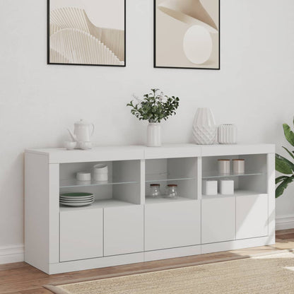 Credenza con Luci LED Bianca 162x37x67 cm - homemem39