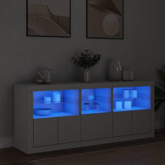 Credenza con Luci LED Bianca 162x37x67 cm - homemem39