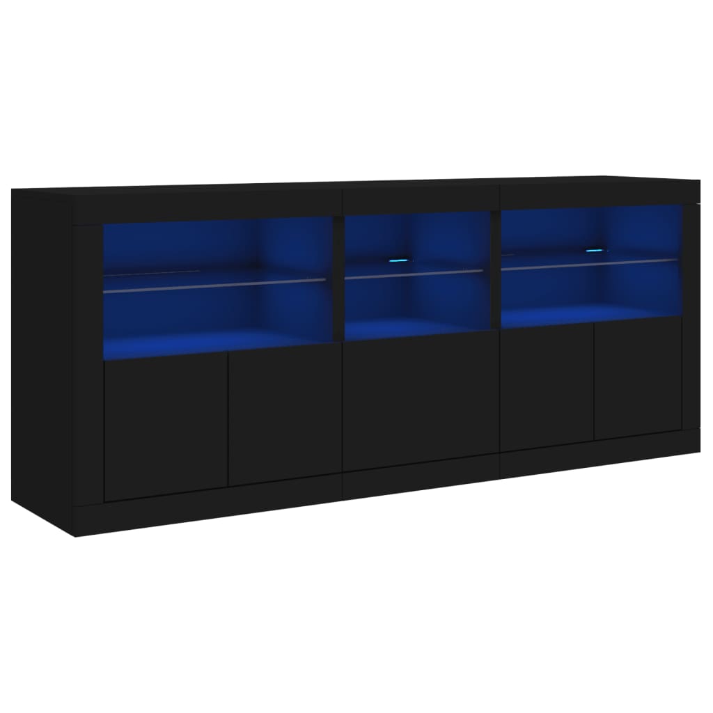 Credenza con Luci LED Nera 162x37x67 cm - homemem39