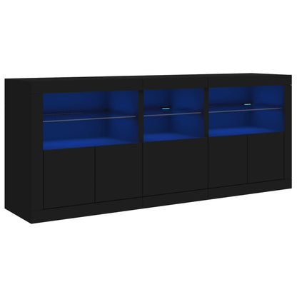 Credenza con Luci LED Nera 162x37x67 cm - homemem39