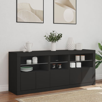 Credenza con Luci LED Nera 162x37x67 cm - homemem39