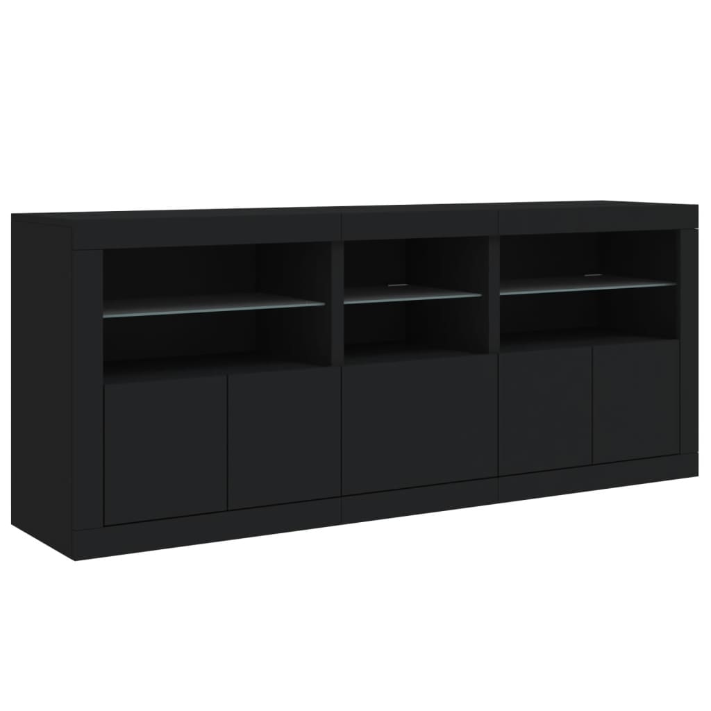 Credenza con Luci LED Nera 162x37x67 cm - homemem39