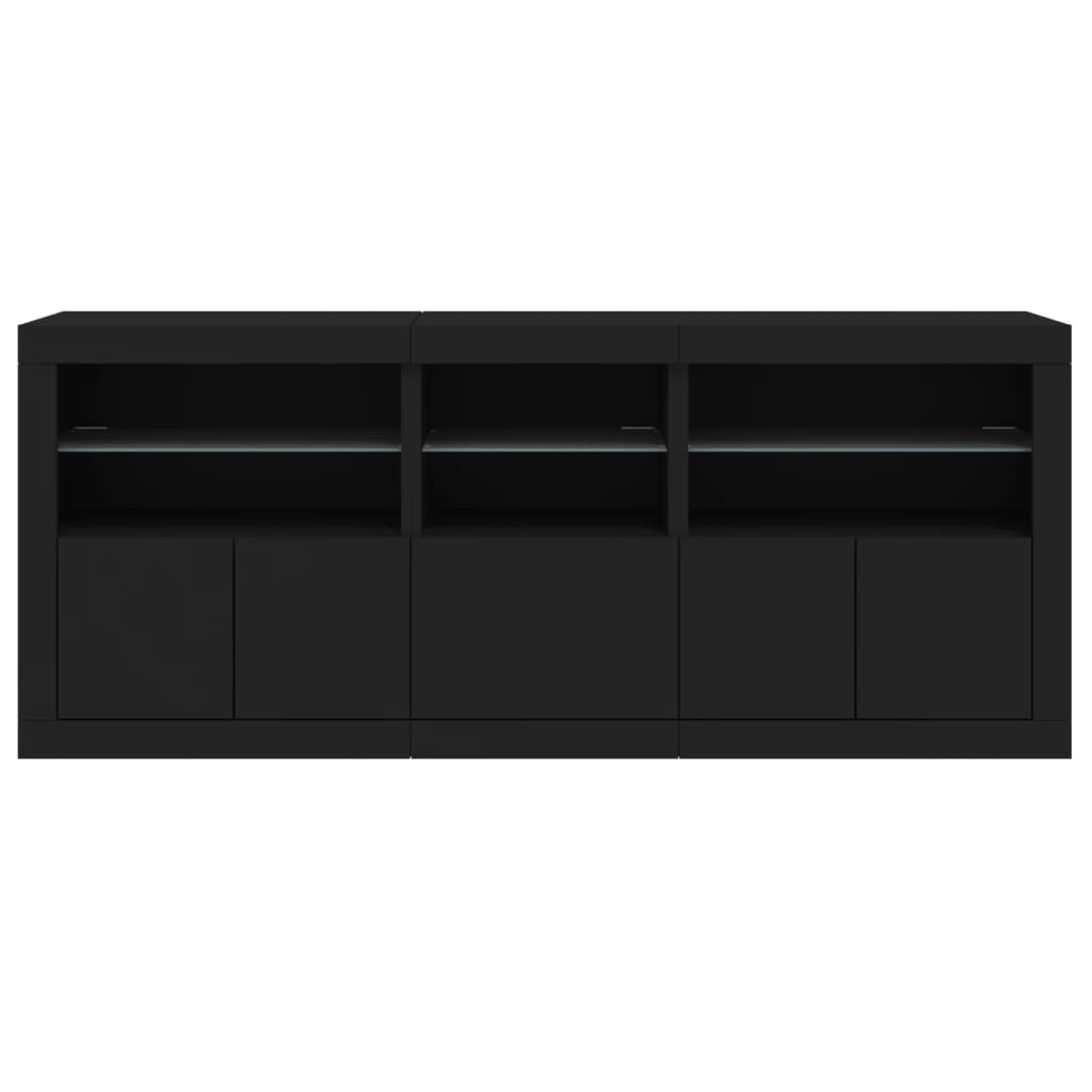 Credenza con Luci LED Nera 162x37x67 cm - homemem39