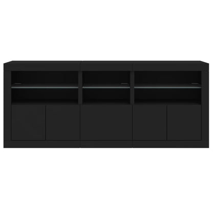 Credenza con Luci LED Nera 162x37x67 cm - homemem39