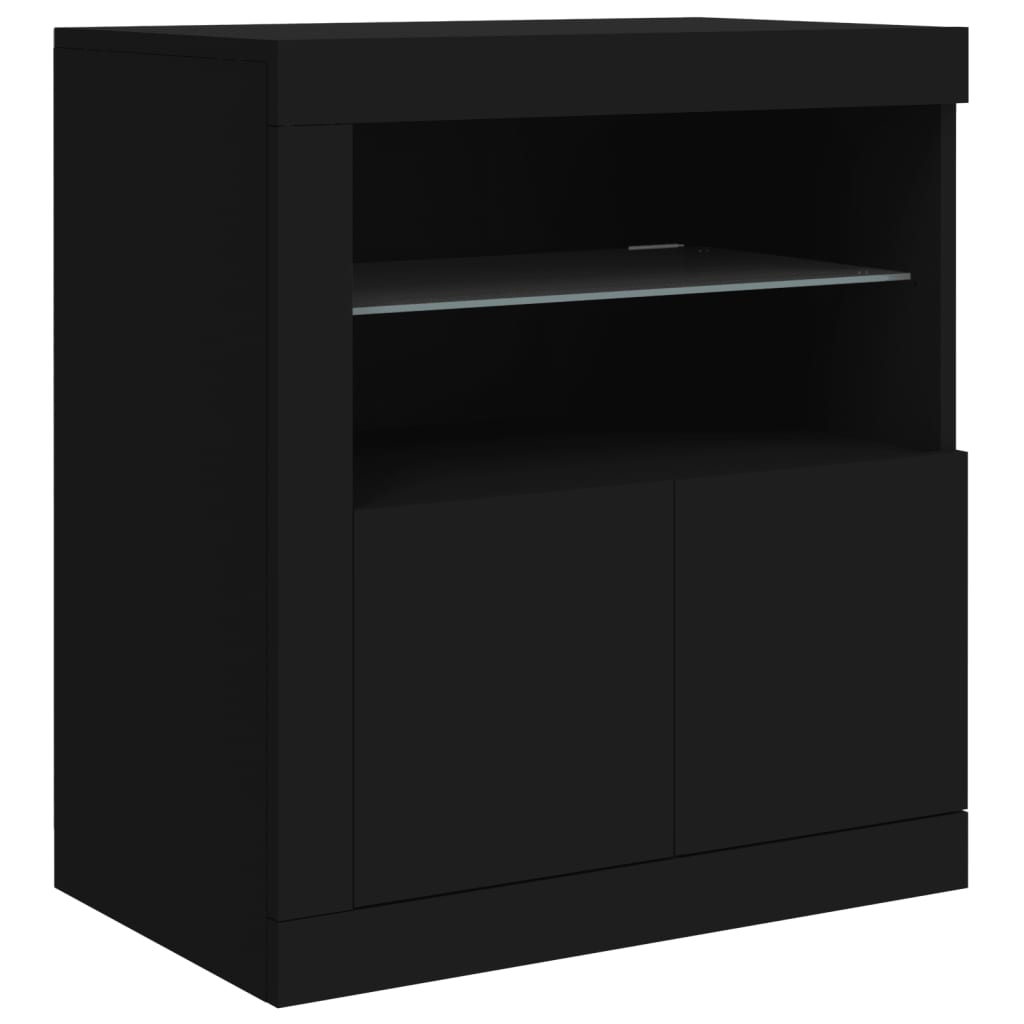 Credenza con Luci LED Nera 162x37x67 cm - homemem39