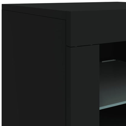 Credenza con Luci LED Nera 162x37x67 cm - homemem39
