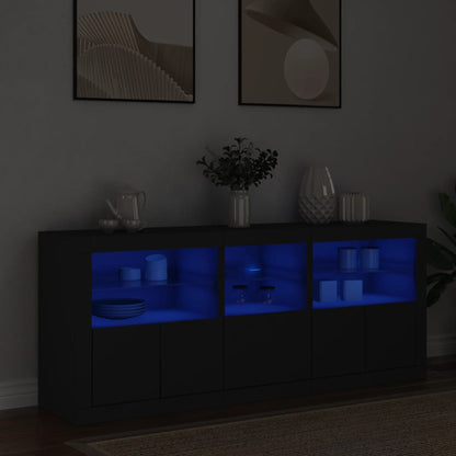 Credenza con Luci LED Nera 162x37x67 cm - homemem39