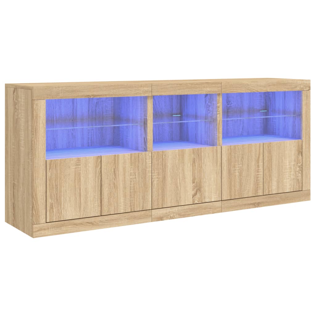 Credenza con Luci LED Rovere Sonoma 162x37x67 cm - homemem39