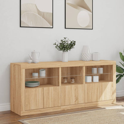 Credenza con Luci LED Rovere Sonoma 162x37x67 cm - homemem39