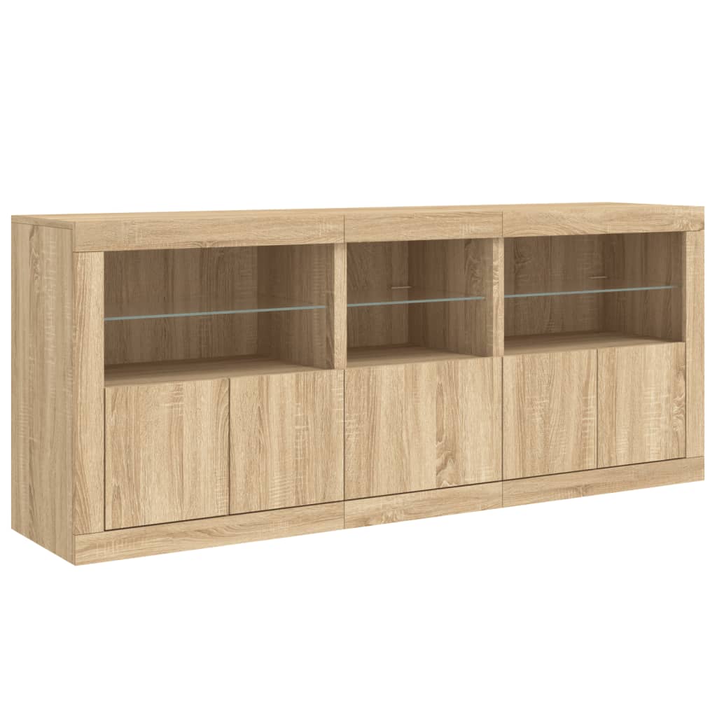 Credenza con Luci LED Rovere Sonoma 162x37x67 cm - homemem39