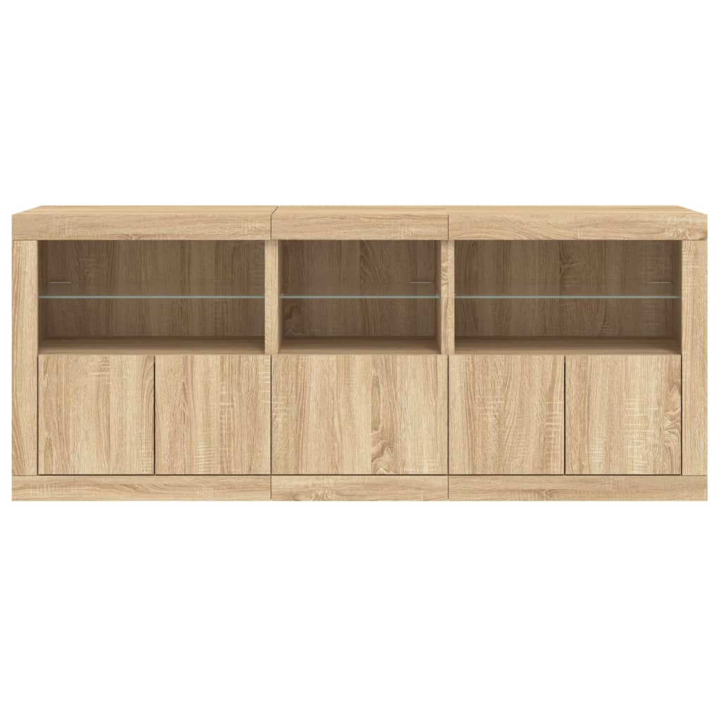 Credenza con Luci LED Rovere Sonoma 162x37x67 cm - homemem39