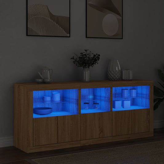 Credenza con Luci LED Rovere Sonoma 162x37x67 cm - homemem39