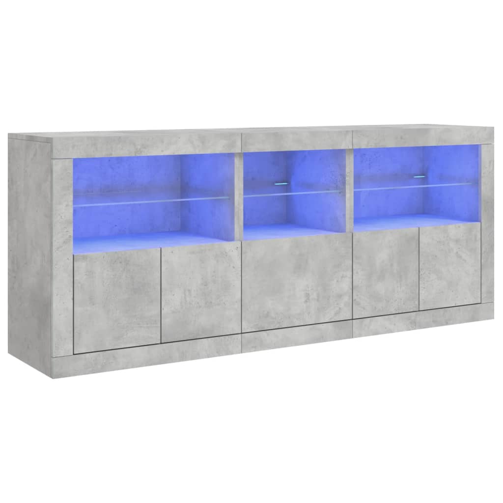 Credenza con Luci LED Grigio Cemento 162x37x67 cm - homemem39