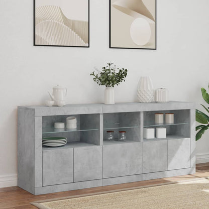 Credenza con Luci LED Grigio Cemento 162x37x67 cm - homemem39