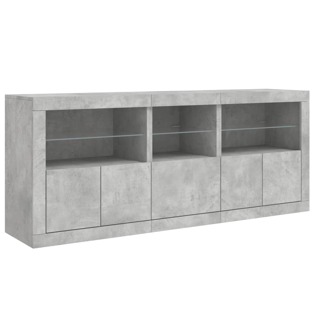 Credenza con Luci LED Grigio Cemento 162x37x67 cm - homemem39
