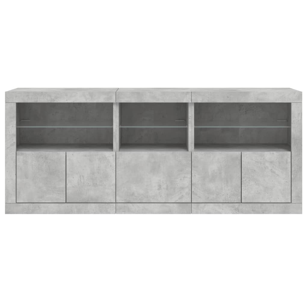 Credenza con Luci LED Grigio Cemento 162x37x67 cm - homemem39