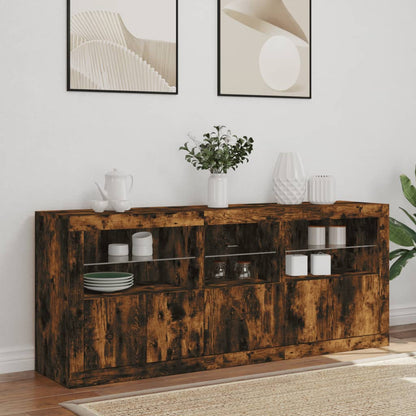 Credenza con Luci LED Rovere Fumo 162x37x67 cm - homemem39