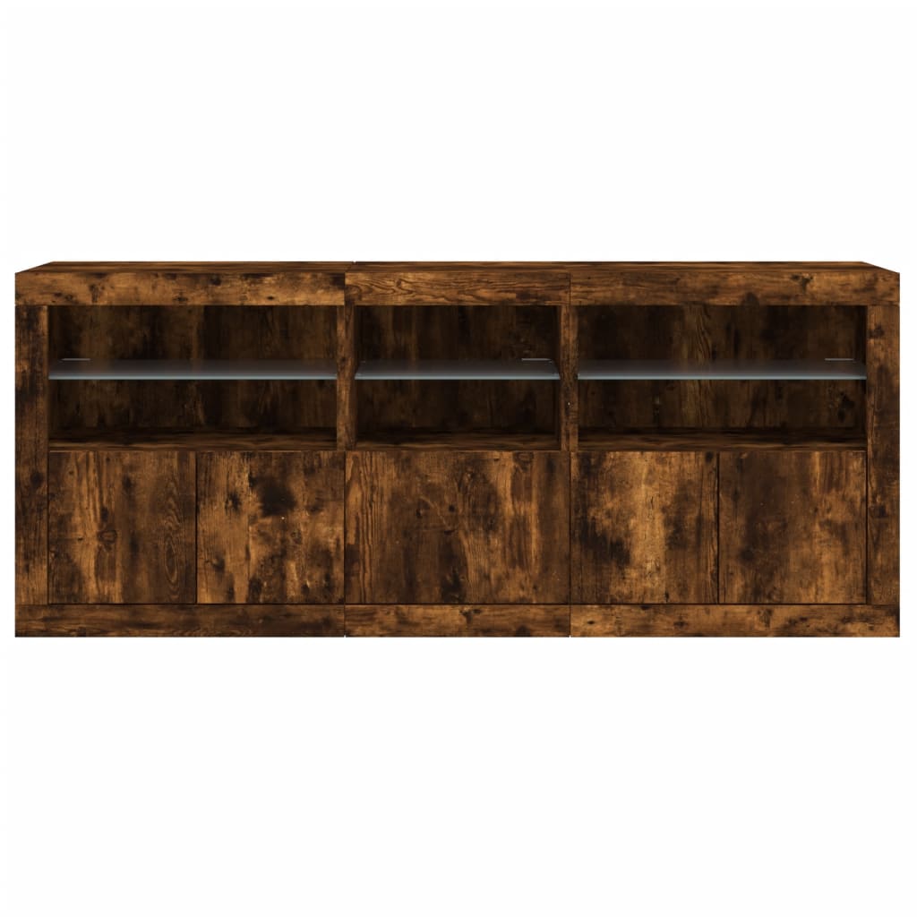 Credenza con Luci LED Rovere Fumo 162x37x67 cm - homemem39