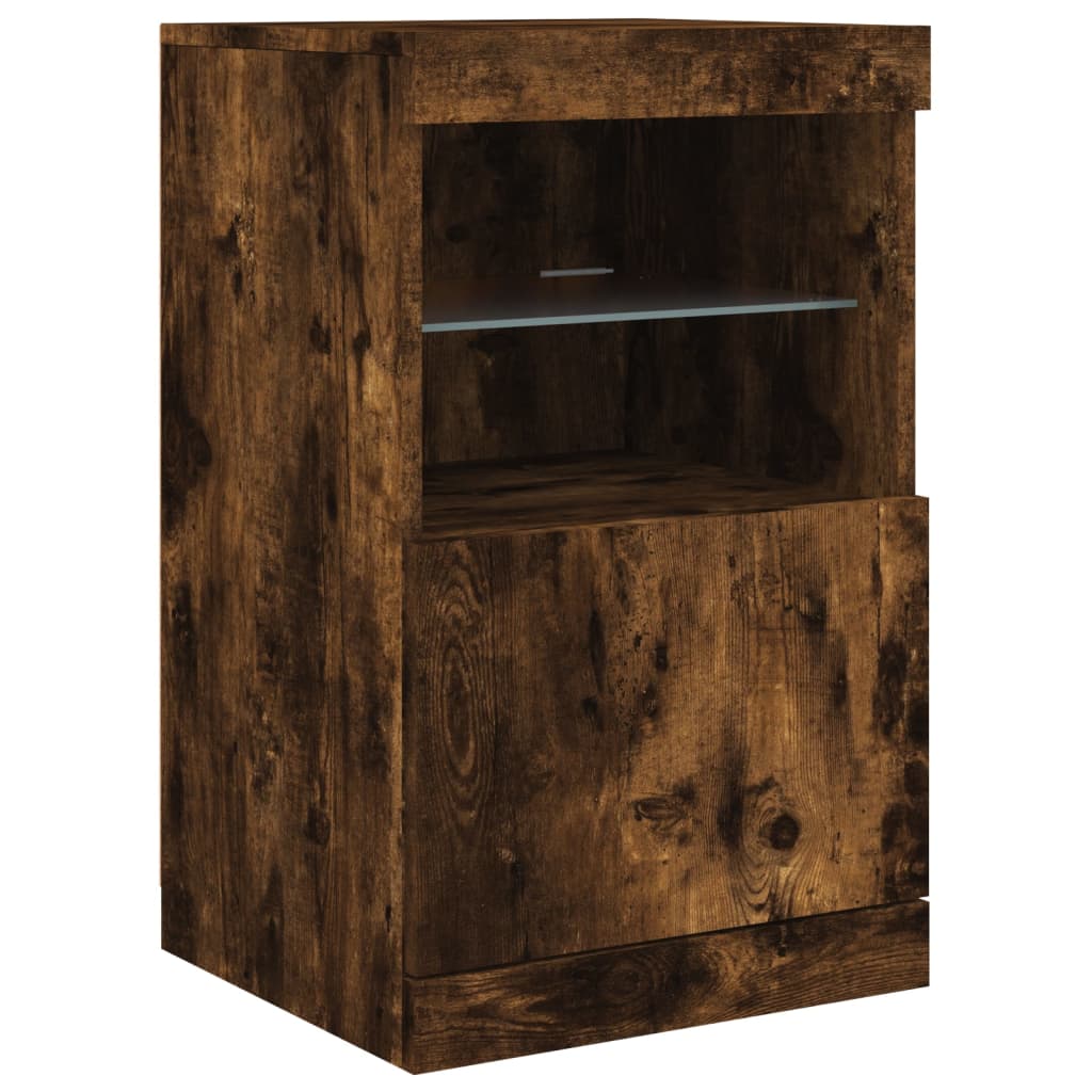 Credenza con Luci LED Rovere Fumo 162x37x67 cm