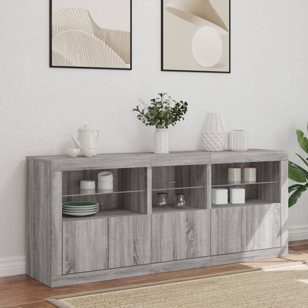 Credenza con Luci LED Grigio Sonoma 162x37x67 cm - homemem39