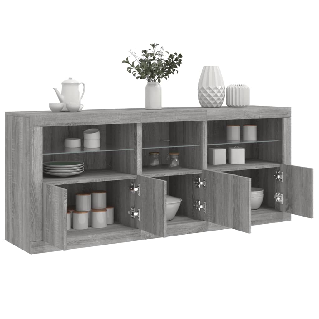 Credenza con Luci LED Grigio Sonoma 162x37x67 cm - homemem39