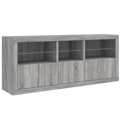 Credenza con Luci LED Grigio Sonoma 162x37x67 cm