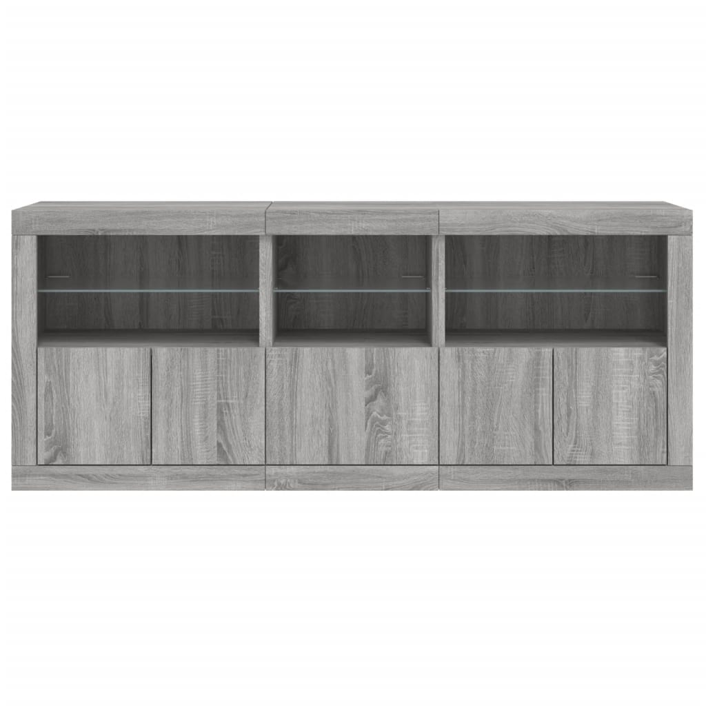 Credenza con Luci LED Grigio Sonoma 162x37x67 cm - homemem39