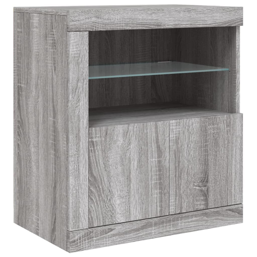 Credenza con Luci LED Grigio Sonoma 162x37x67 cm