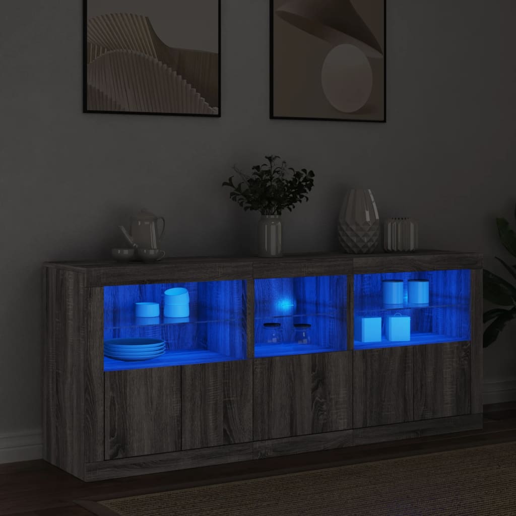 Credenza con Luci LED Grigio Sonoma 162x37x67 cm - homemem39