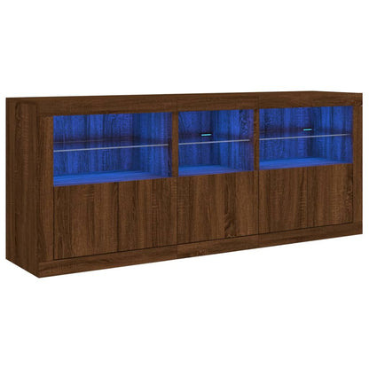 Credenza con Luci LED Rovere Marrone 162x37x67 cm