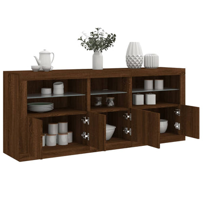 Credenza con Luci LED Rovere Marrone 162x37x67 cm - homemem39