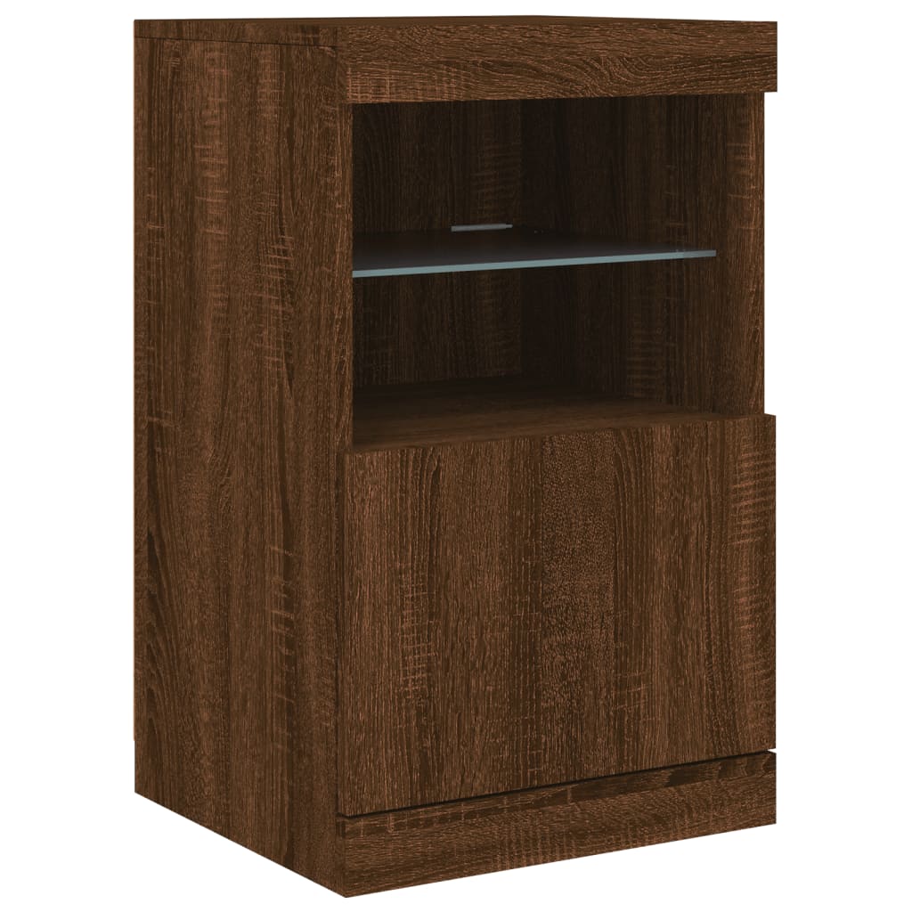 Credenza con Luci LED Rovere Marrone 162x37x67 cm - homemem39