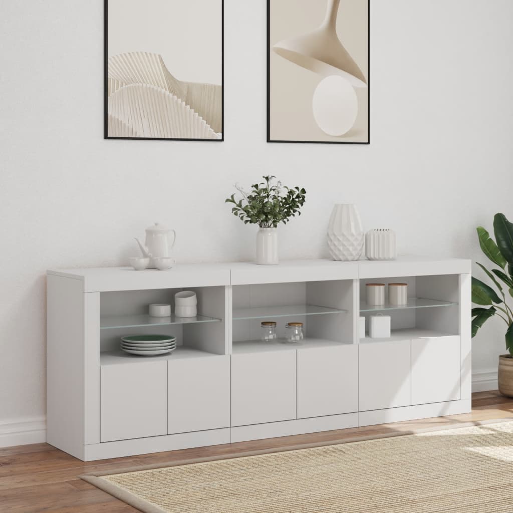 Credenza con Luci LED Bianca 181,5x37x67 cm - homemem39