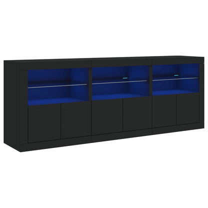 Credenza con Luci LED Nera 181,5x37x67 cm