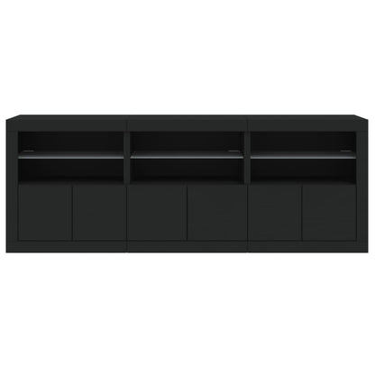 Credenza con Luci LED Nera 181,5x37x67 cm