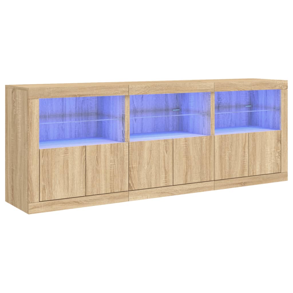 Credenza con Luci LED Rovere Sonoma 181,5x37x67 cm - homemem39