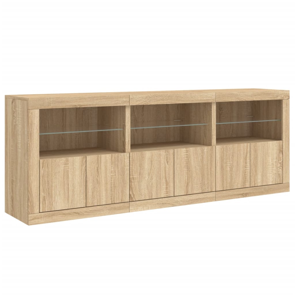 Credenza con Luci LED Rovere Sonoma 181,5x37x67 cm - homemem39