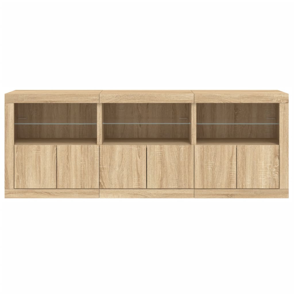 Credenza con Luci LED Rovere Sonoma 181,5x37x67 cm - homemem39