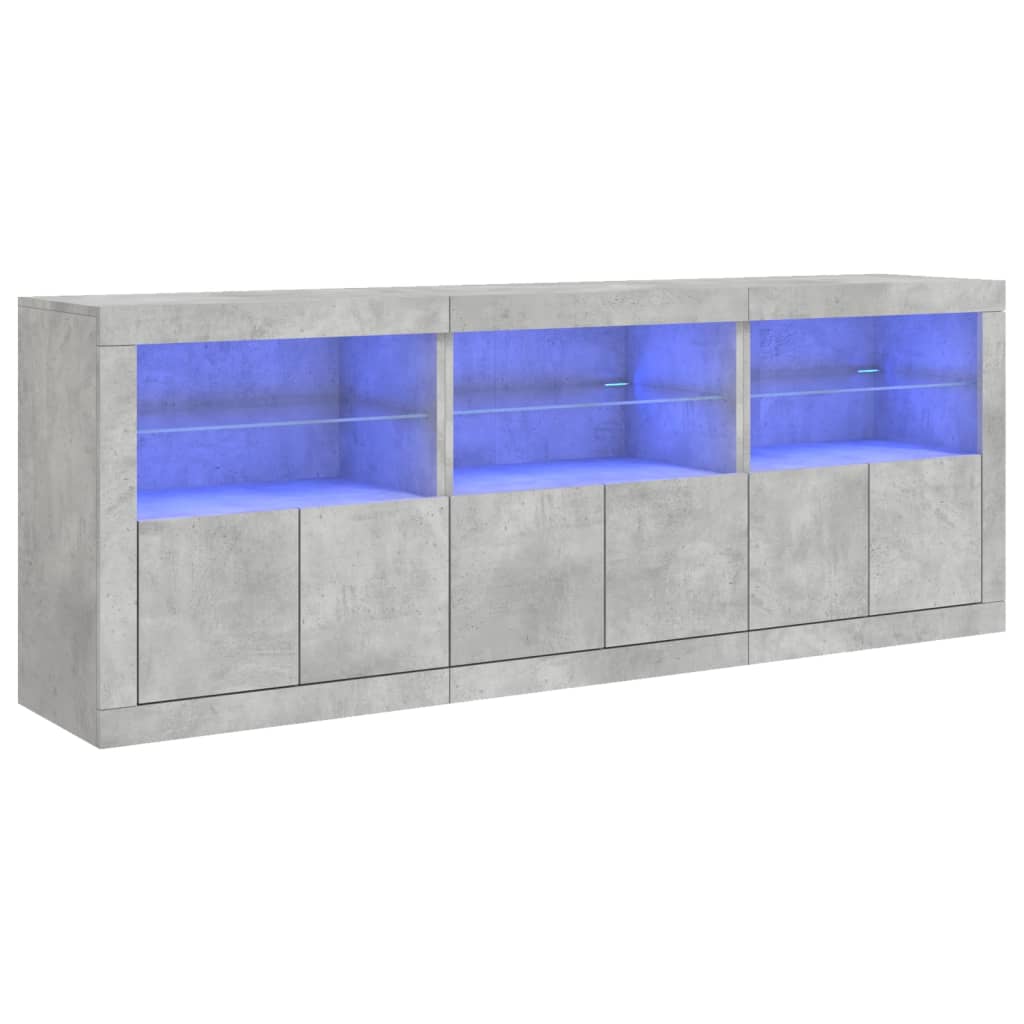 Credenza con Luci LED Grigio Cemento 181,5x37x67 cm - homemem39