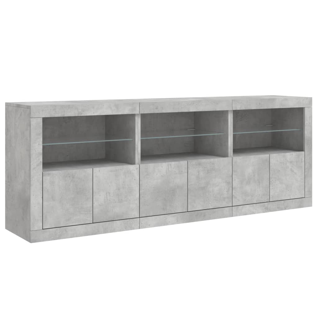 Credenza con Luci LED Grigio Cemento 181,5x37x67 cm - homemem39