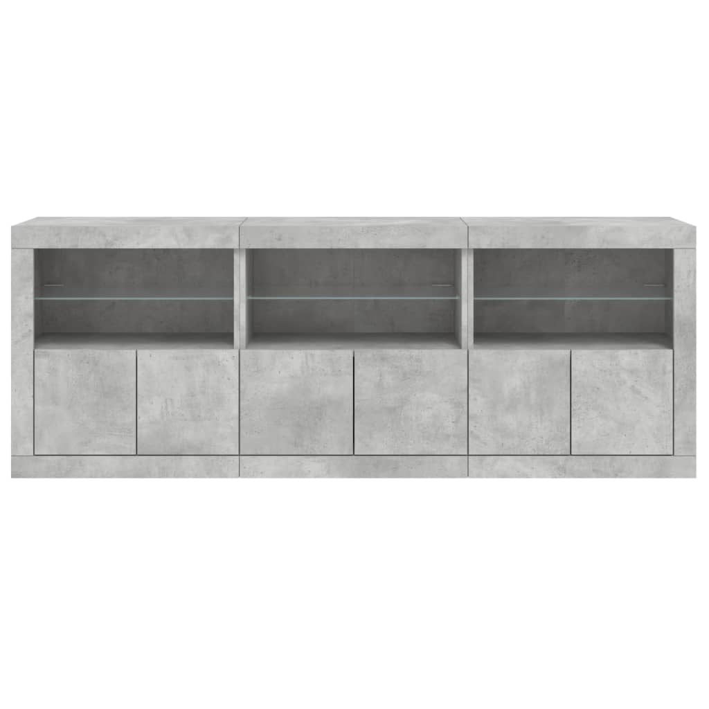 Credenza con Luci LED Grigio Cemento 181,5x37x67 cm - homemem39