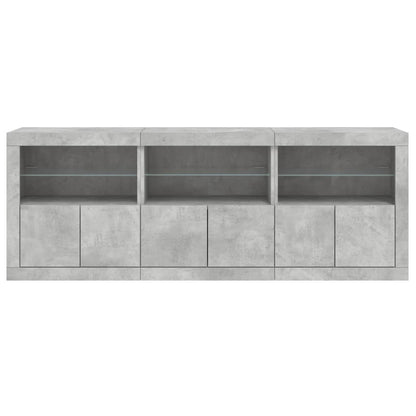 Credenza con Luci LED Grigio Cemento 181,5x37x67 cm - homemem39